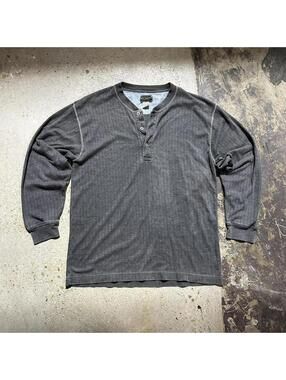 Vintage Y2K faded grey Basic Equipment longsleeve Henley shirt